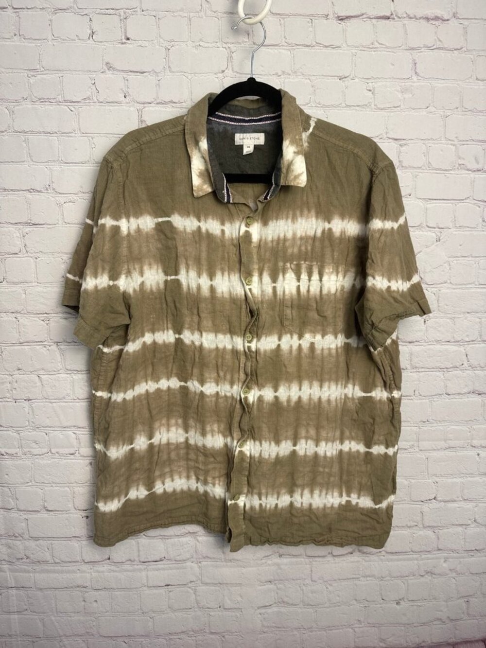 Sun and Stone XXL linen striped button up linen cotton blend coastal boho hippie